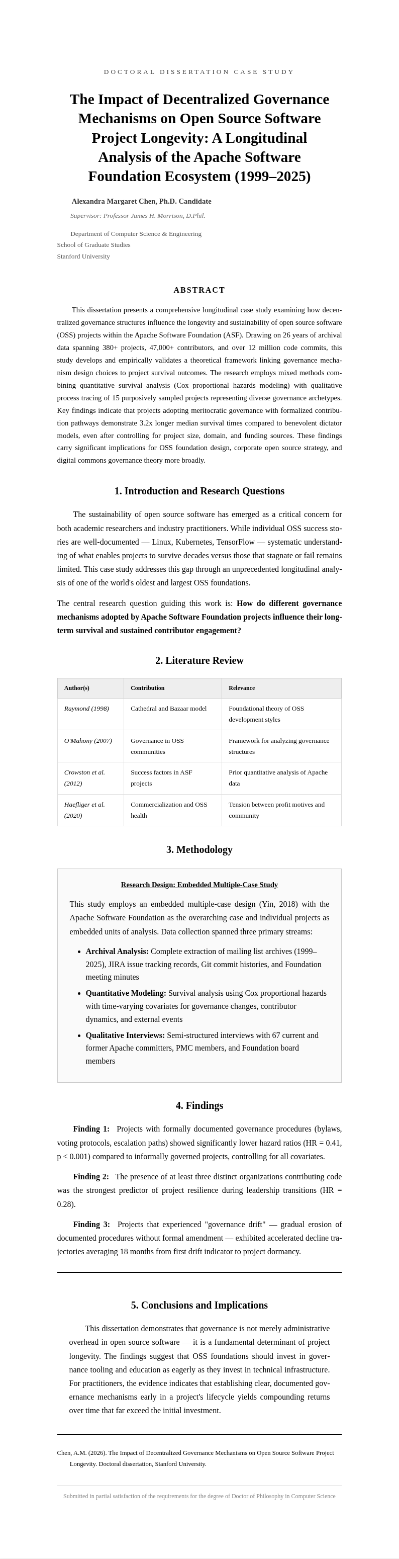 Academic thesis case study